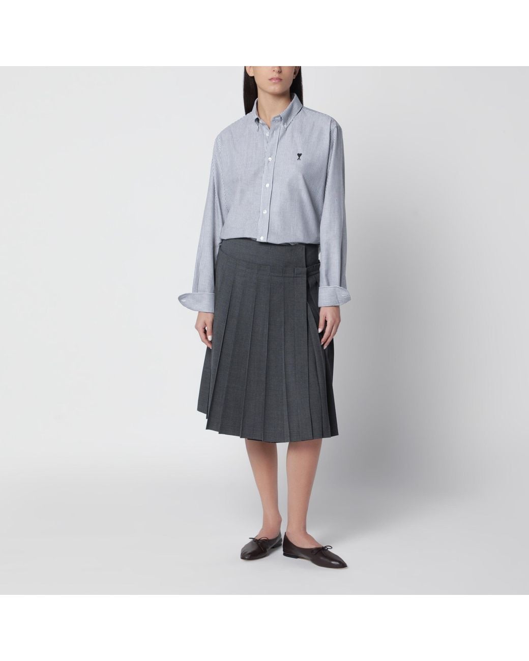 AMI Gray Striped Ami De Coeur Shirt