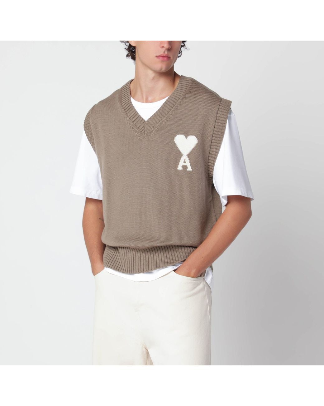 AMI Gray Ami De Coeur Vest for men