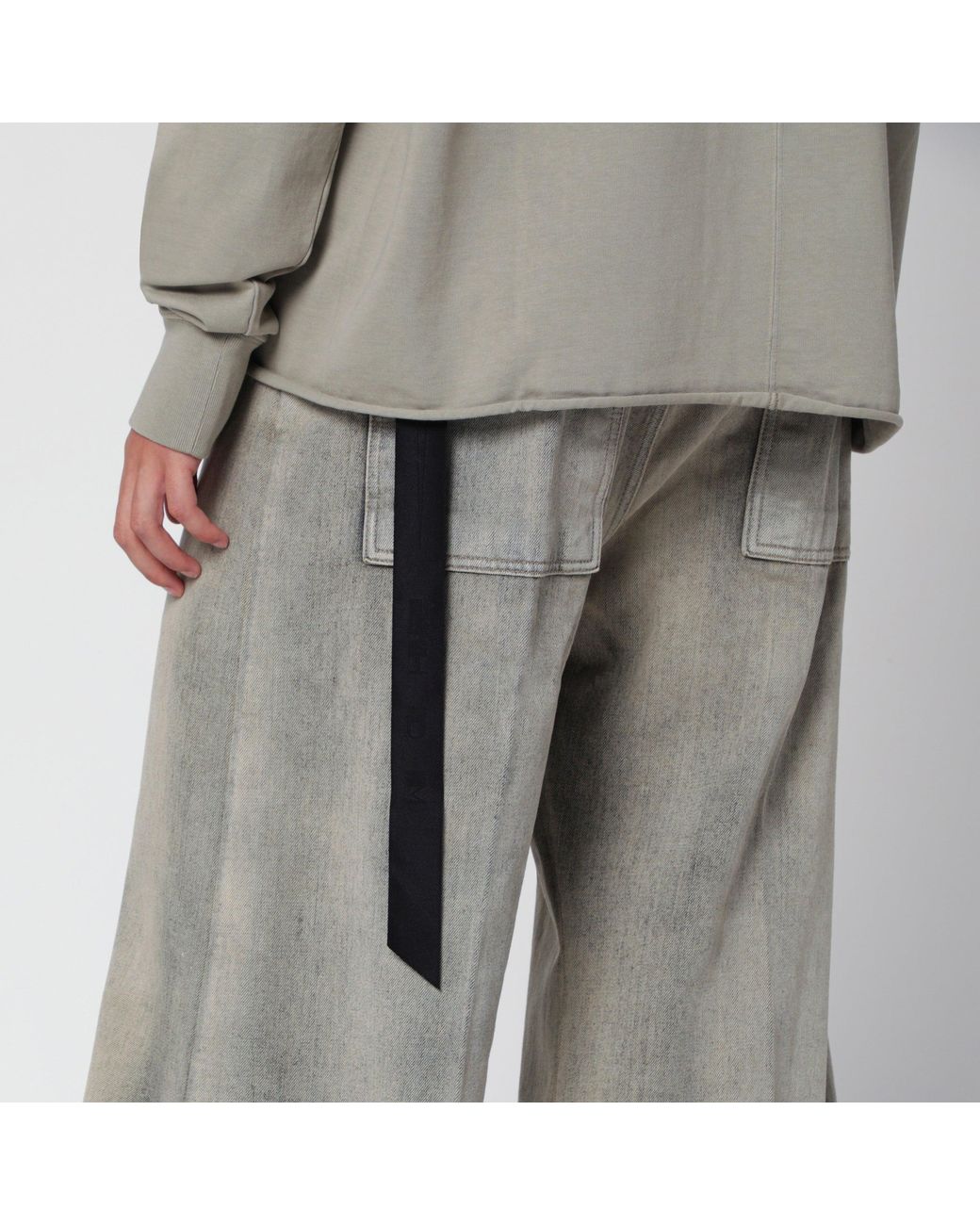 Rick Owens Gray Tower Mineral Cotton Crewneck Sweatshirt for men