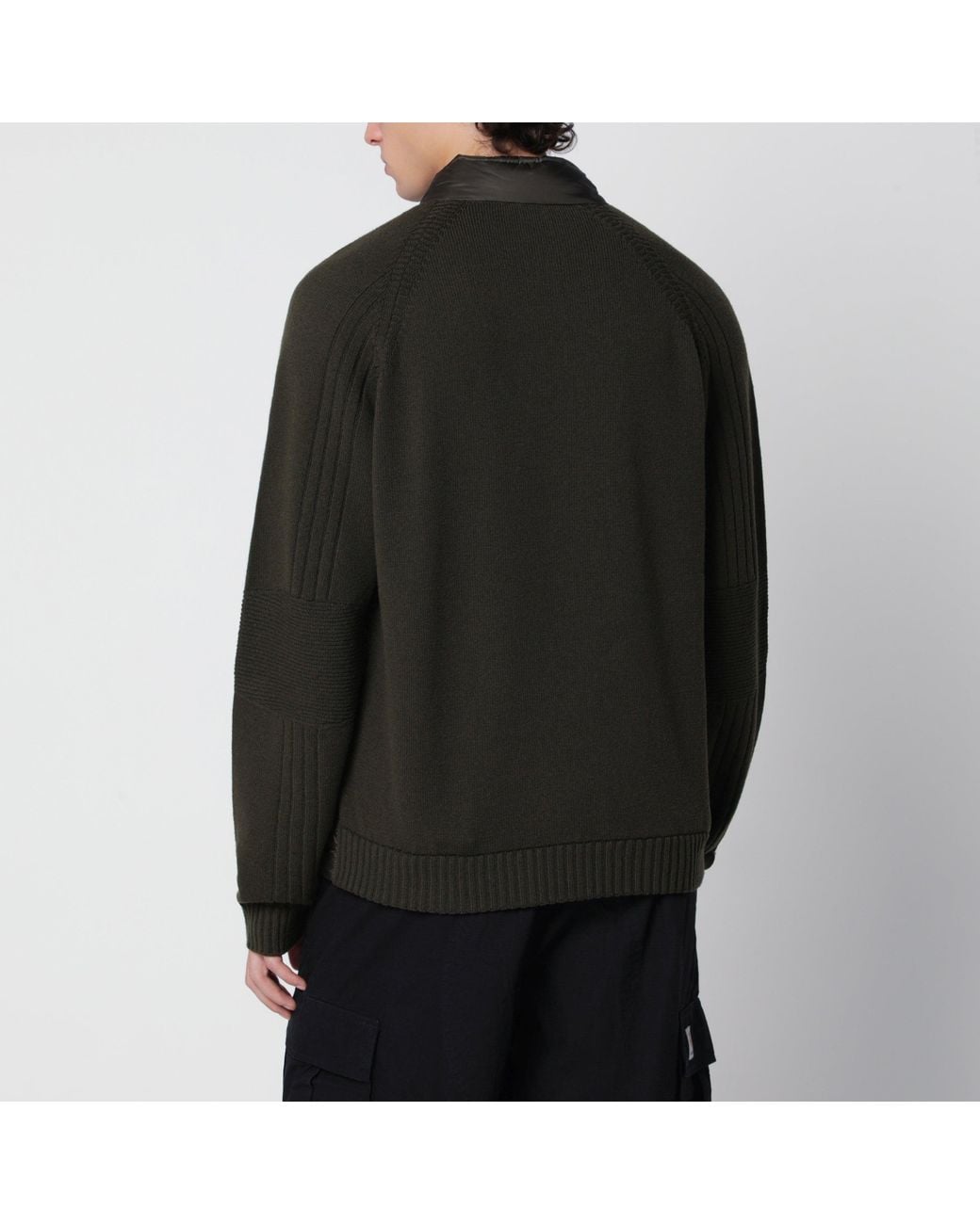 Moncler Black Dark Padded Zip-Up Cardigan for men