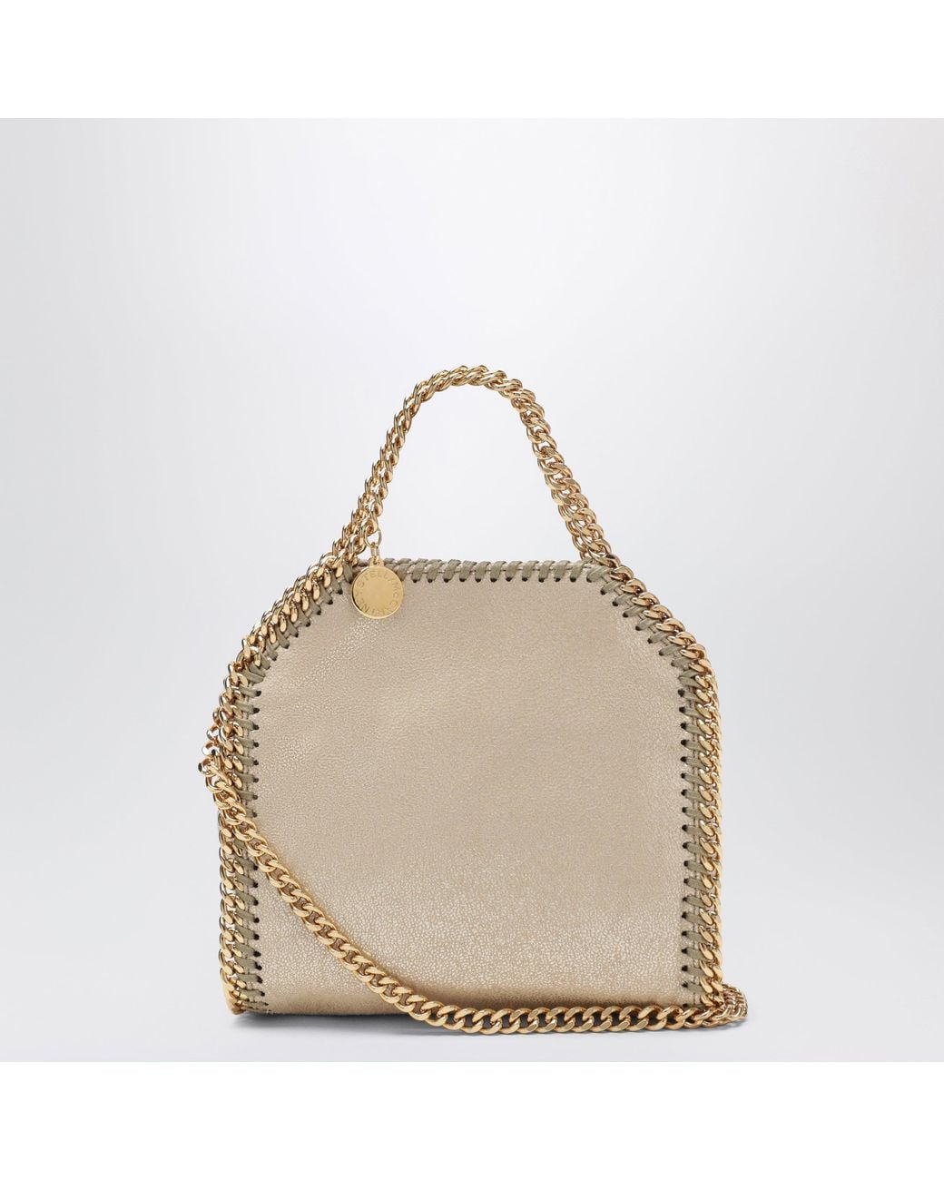 Stella McCartney Natural Pyrite Micro Falabella Tote Bag With Metallic Finish