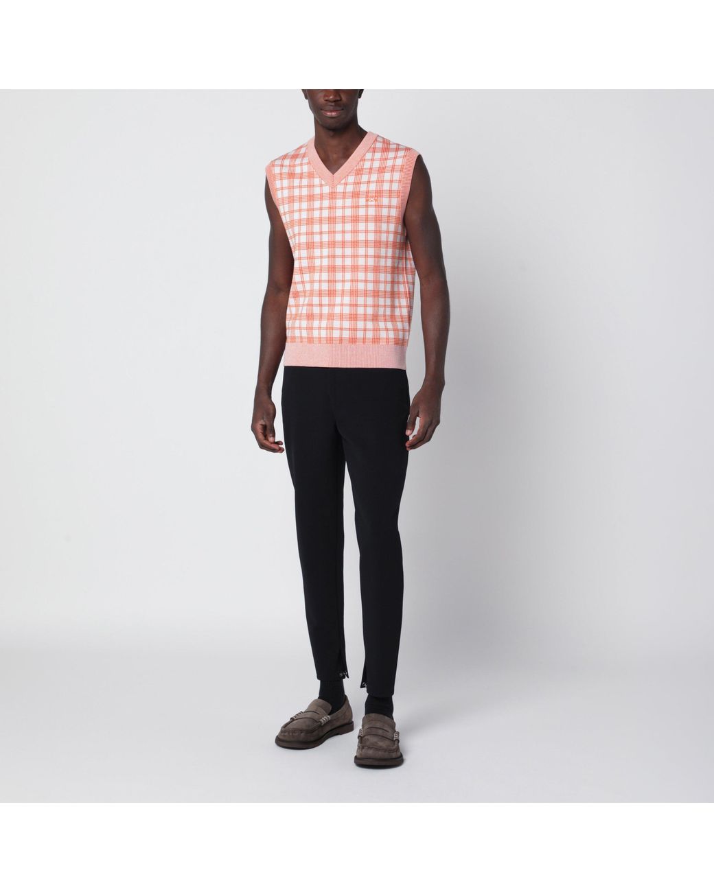 Loewe Pink And Checked Wool Vest for men