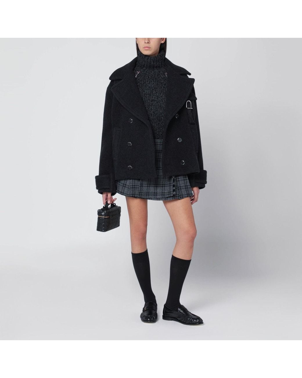 DURAZZI MILANO Black Dark Mélange Wool Coat