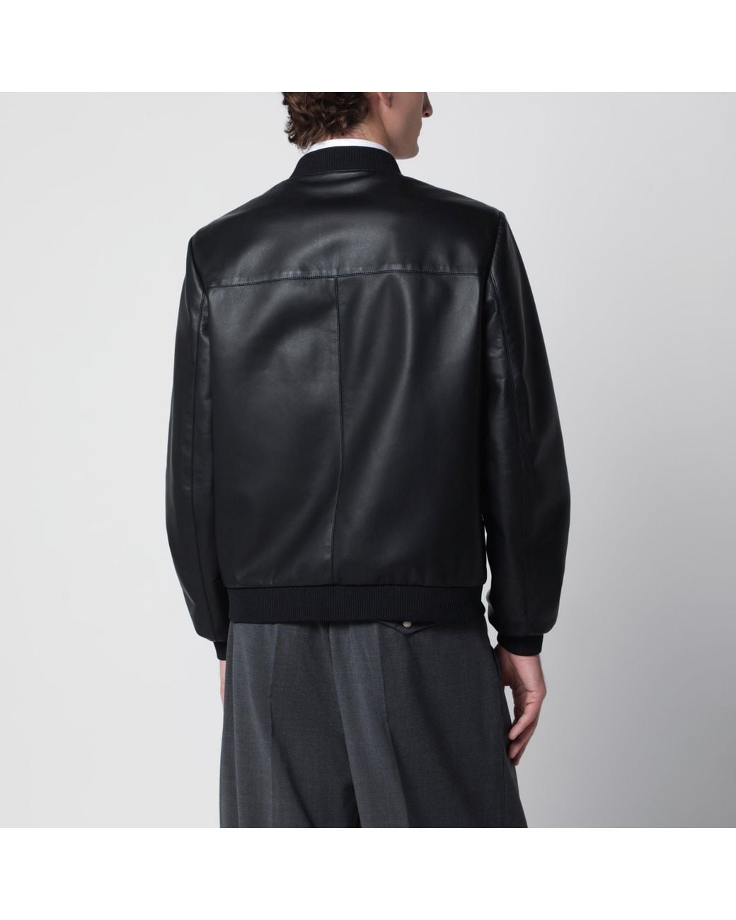Bomber Con Zip Nero di Prada in Black da Uomo
