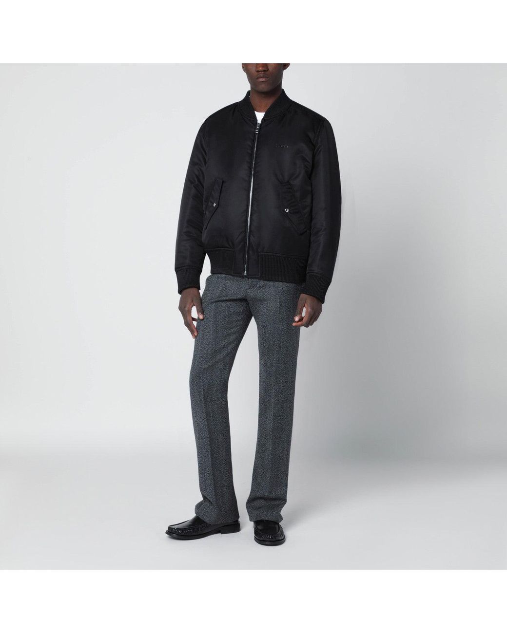 Gucci Gray Mouliné Fabric Trousers for men