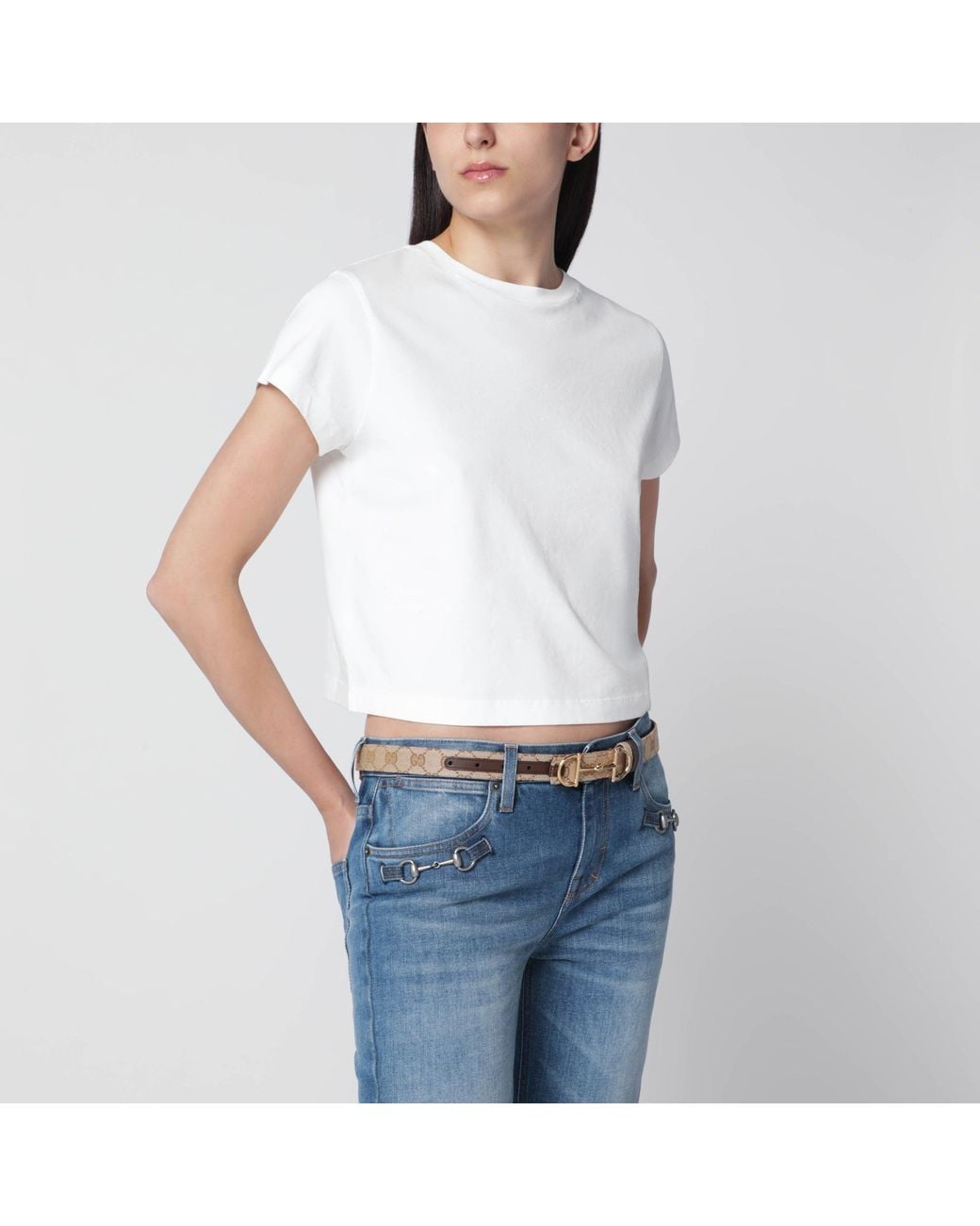 Gucci Brown Reversible Gg Fabric And Leather Belt
