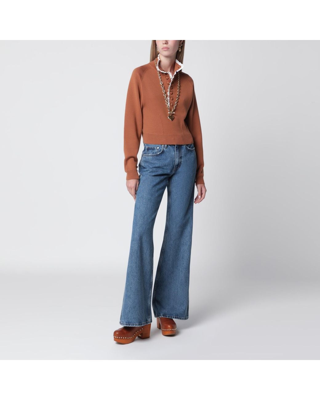 Chloé Blue Cognac-Colored Wool Sweater