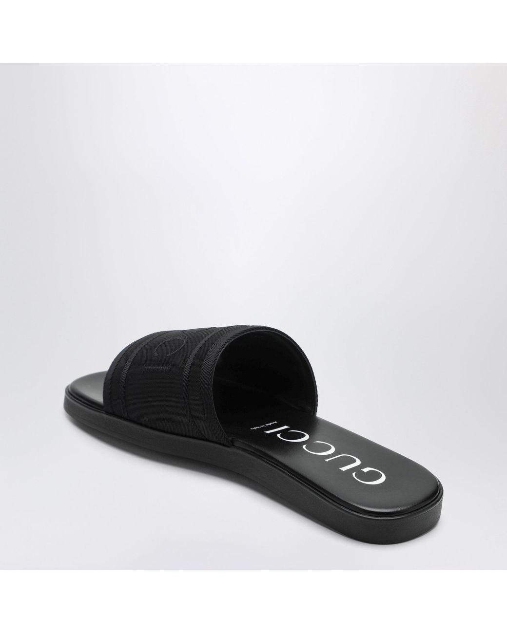 Gucci Black Jacquard Fabric Slides for men