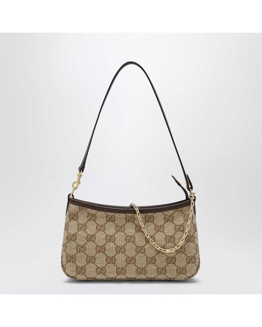 Gucci Natural Gossip Gg Canvas Mini Shoulder Bag With Crystals