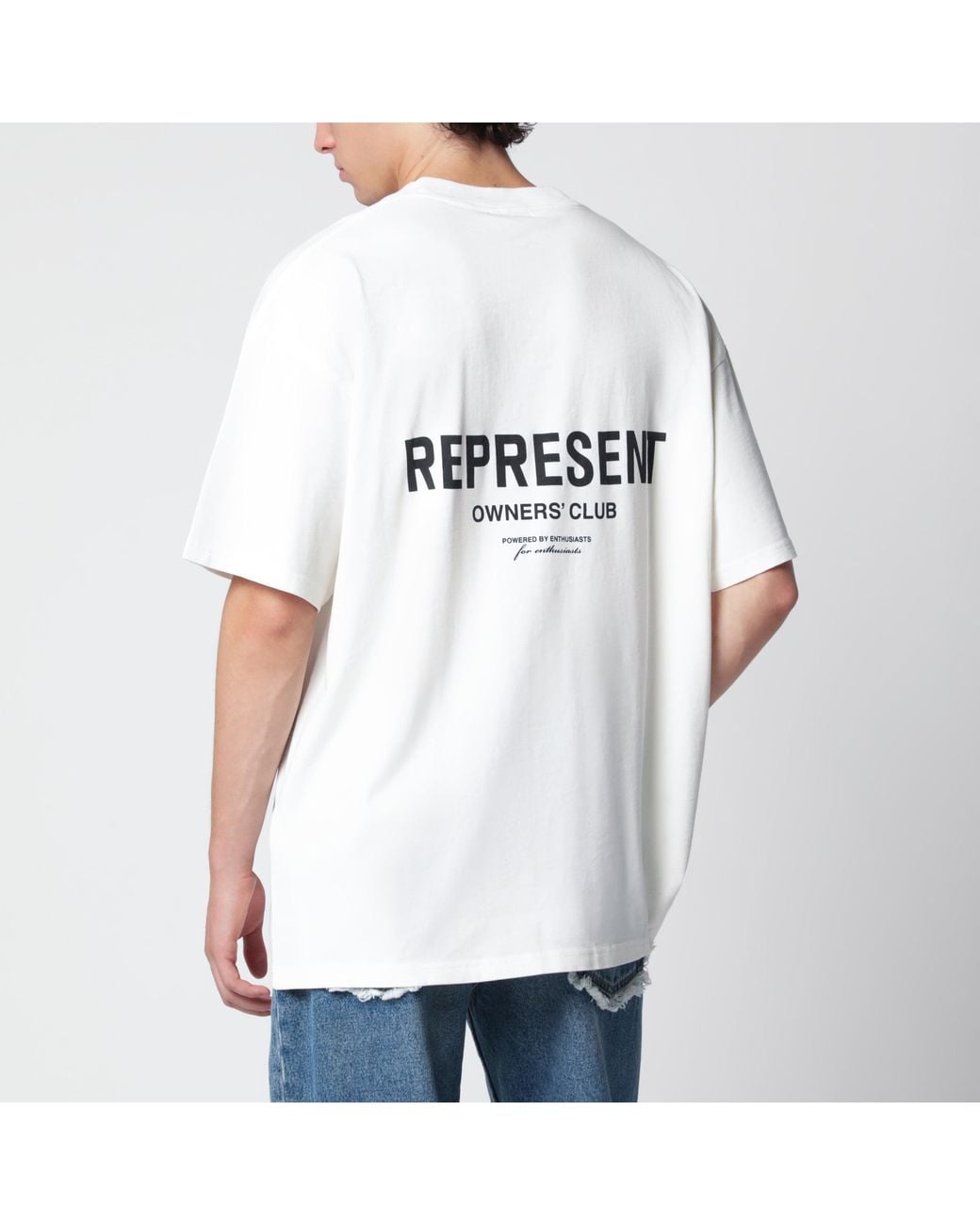 Represent White Logo Cotton T-Shirt for men