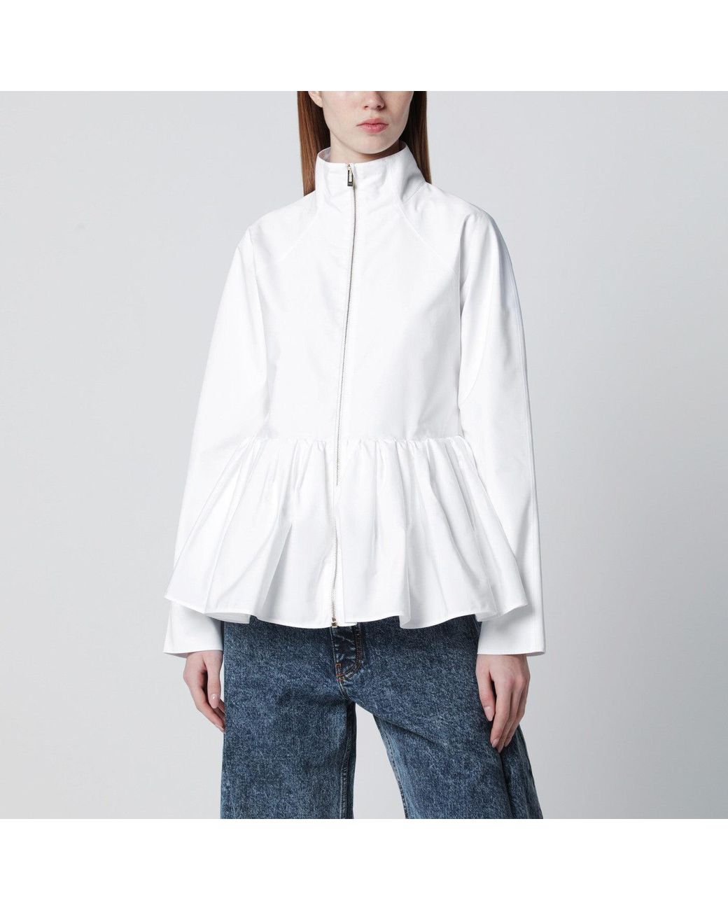 Alaïa White Cotton Poplin Peplum Jacket