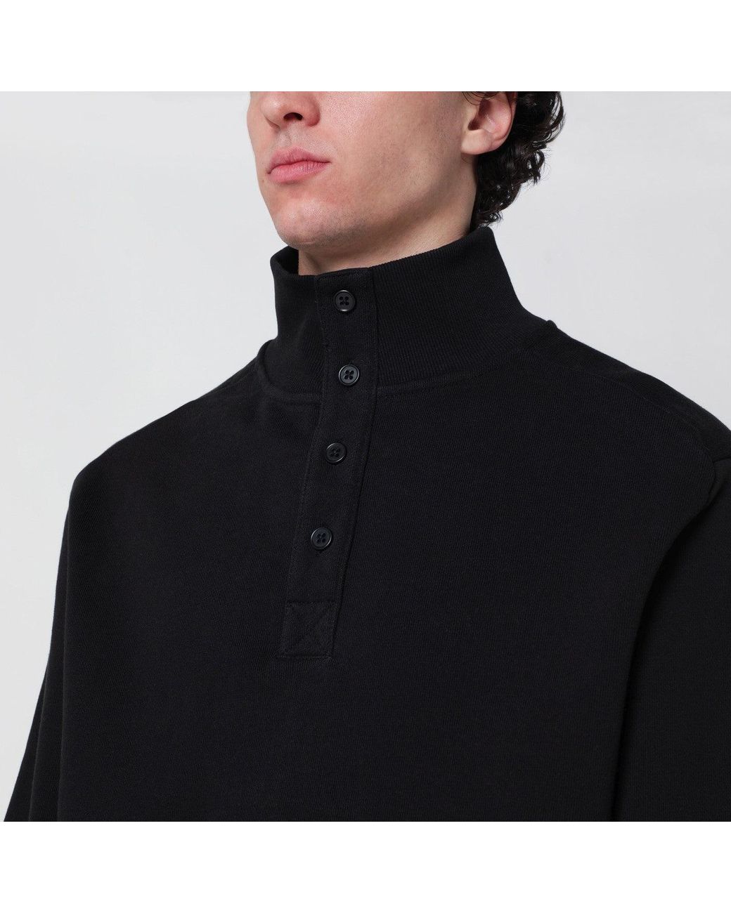 Entire studios Black Cotton Buttoned Sweater for men
