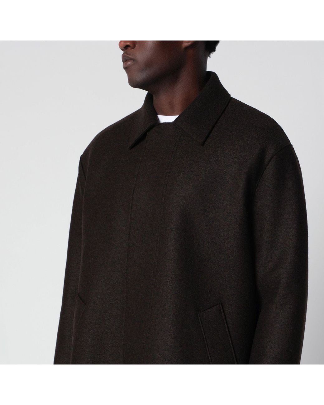 Harris Wharf London Black Dark Wool Coat for men