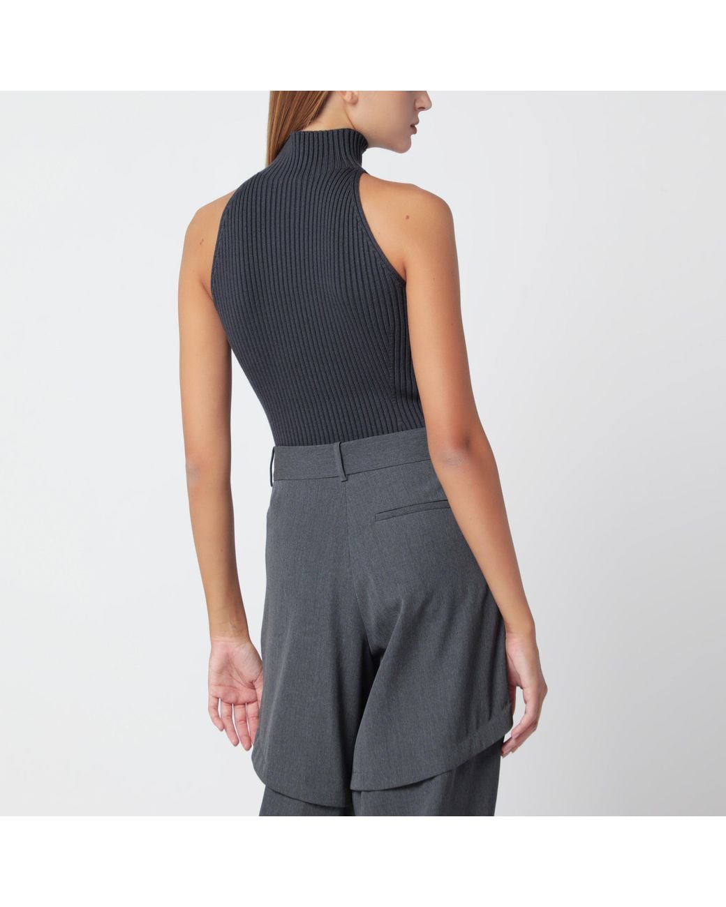 Alaïa Blue Ribbed Top