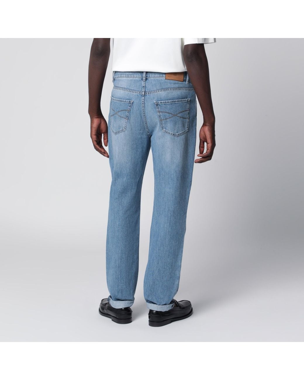 Brunello Cucinelli Blue Traditional-Fit Five-Pocket Jeans for men