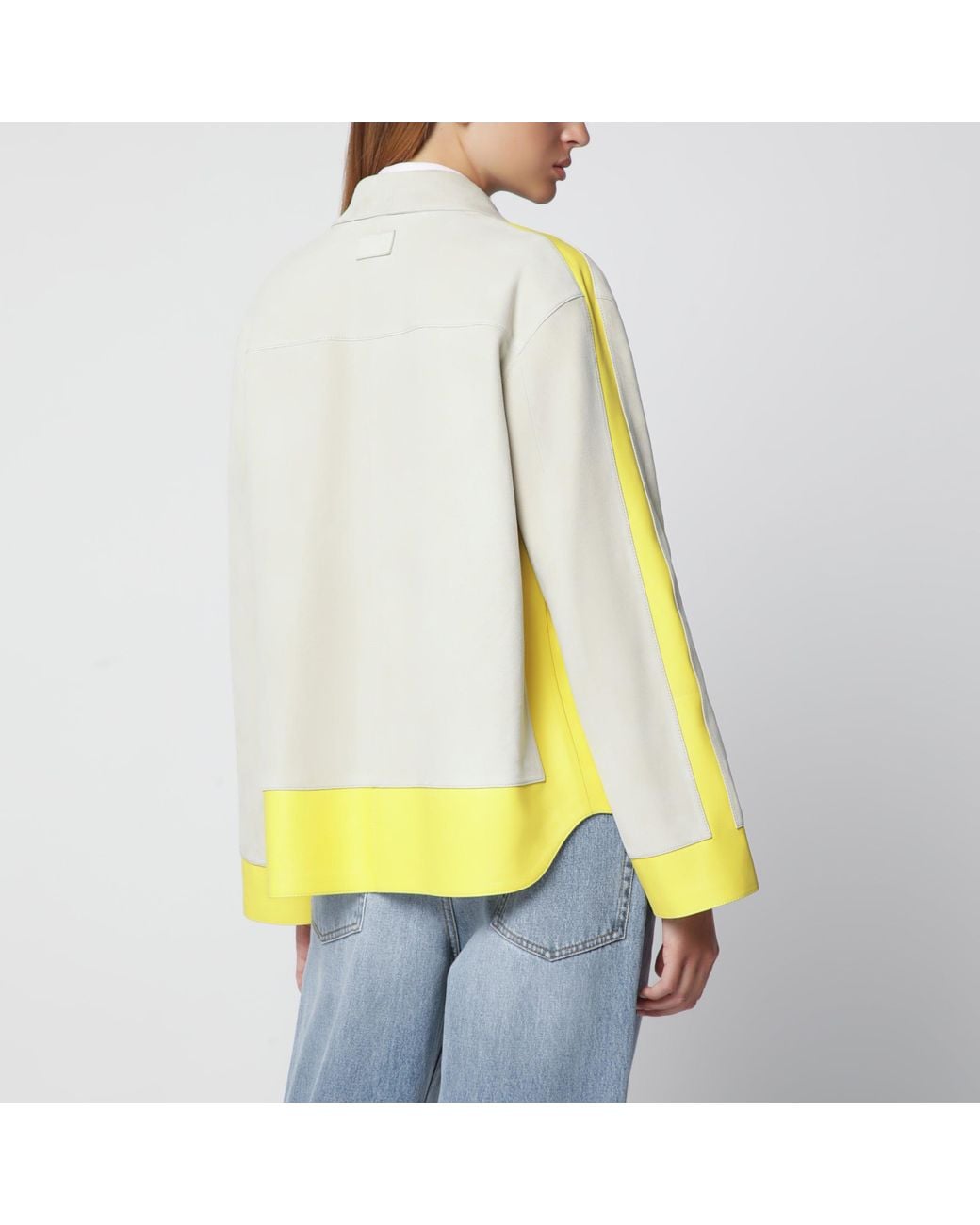 Loewe Gray Light Suede Jacket With Contrasting Inserts