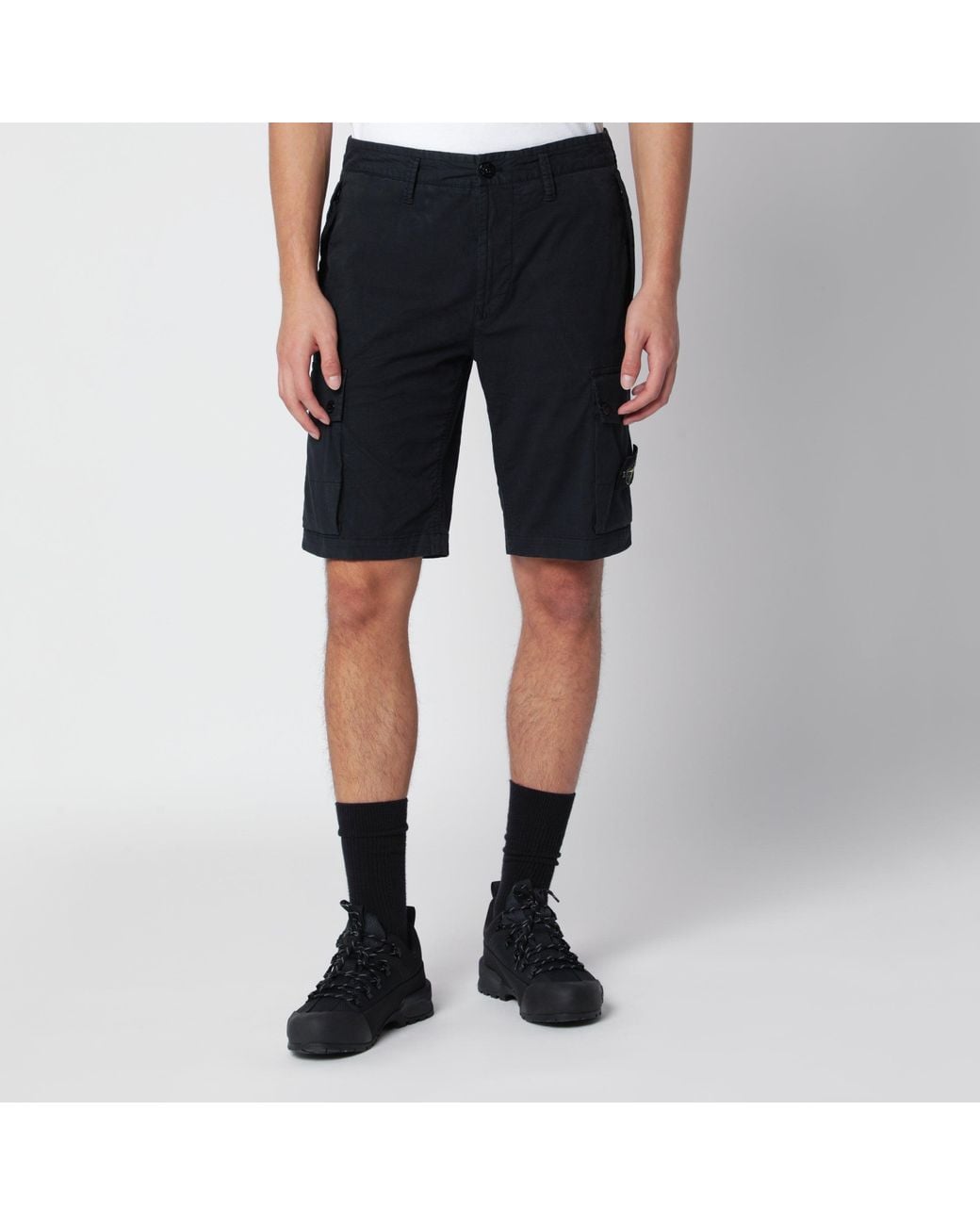Stone Island Blue Cargo Bermuda Shorts for men
