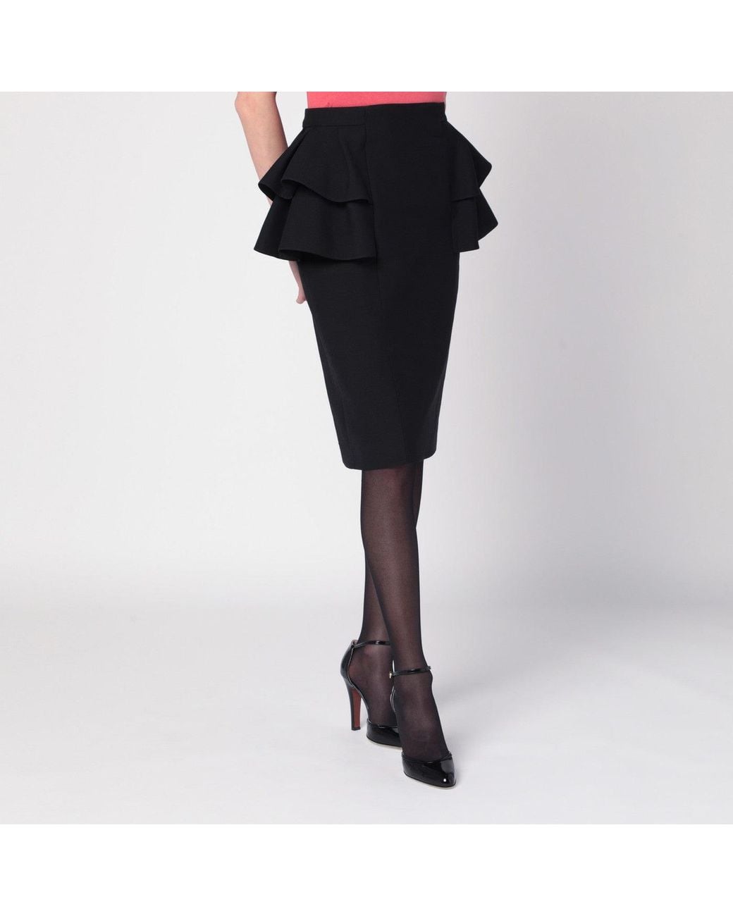 Valentino Black Skirt With Ruffles On The Sides