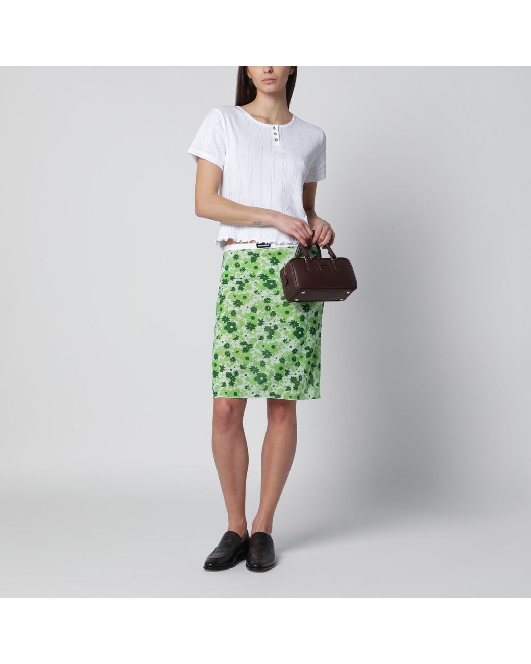 Miu Miu Green Skirt With Floral Pattern