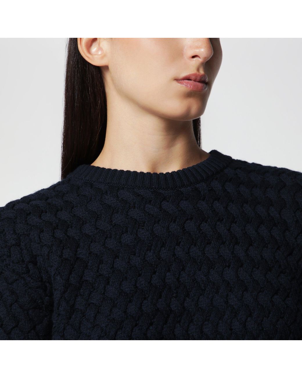 Bottega Veneta Black Midnight Intrecciato Wool Sweater