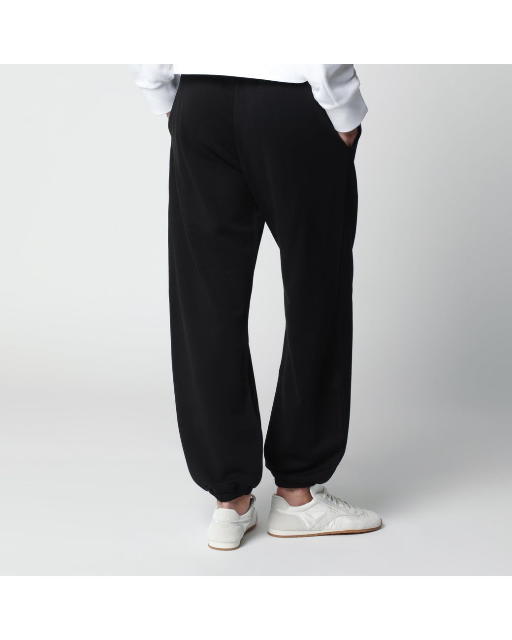 Moncler Black Cotton Jogger Pants With Logo
