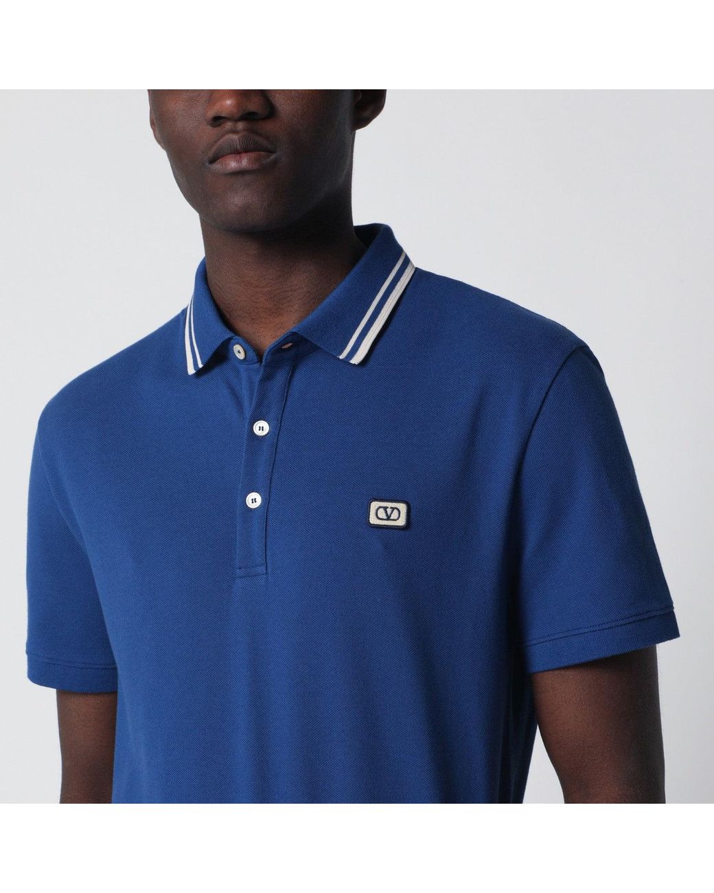 Valentino Blue Polo Shirt With Vlogo Patch for men