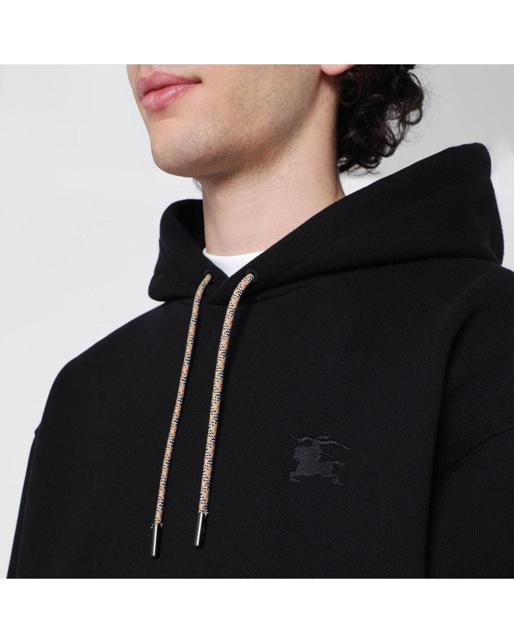 Burberry Black Sweatshirt With Checkpattern Inserts for men