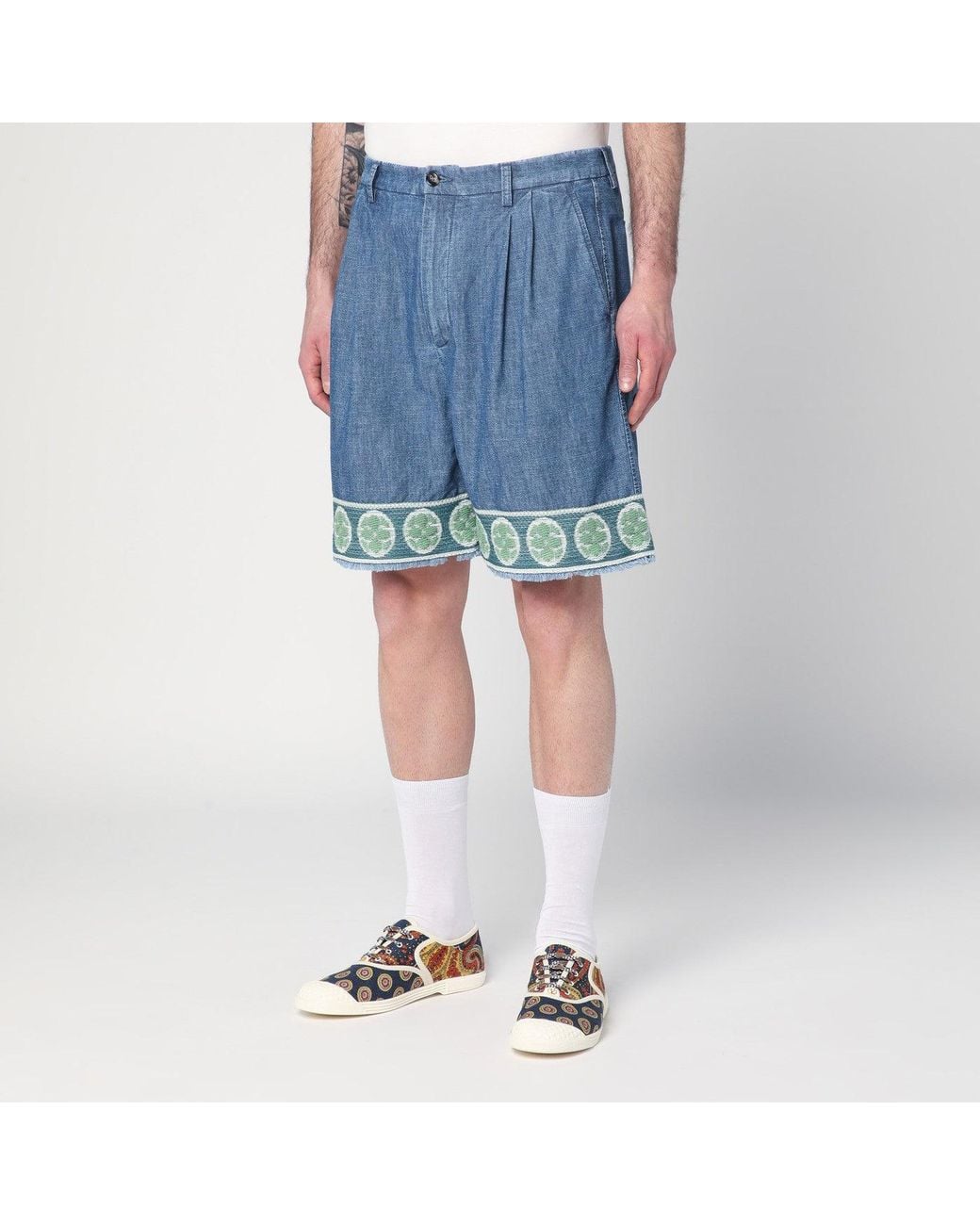 Valentino Blue Bermuda Short With Jacquard Bottom for men