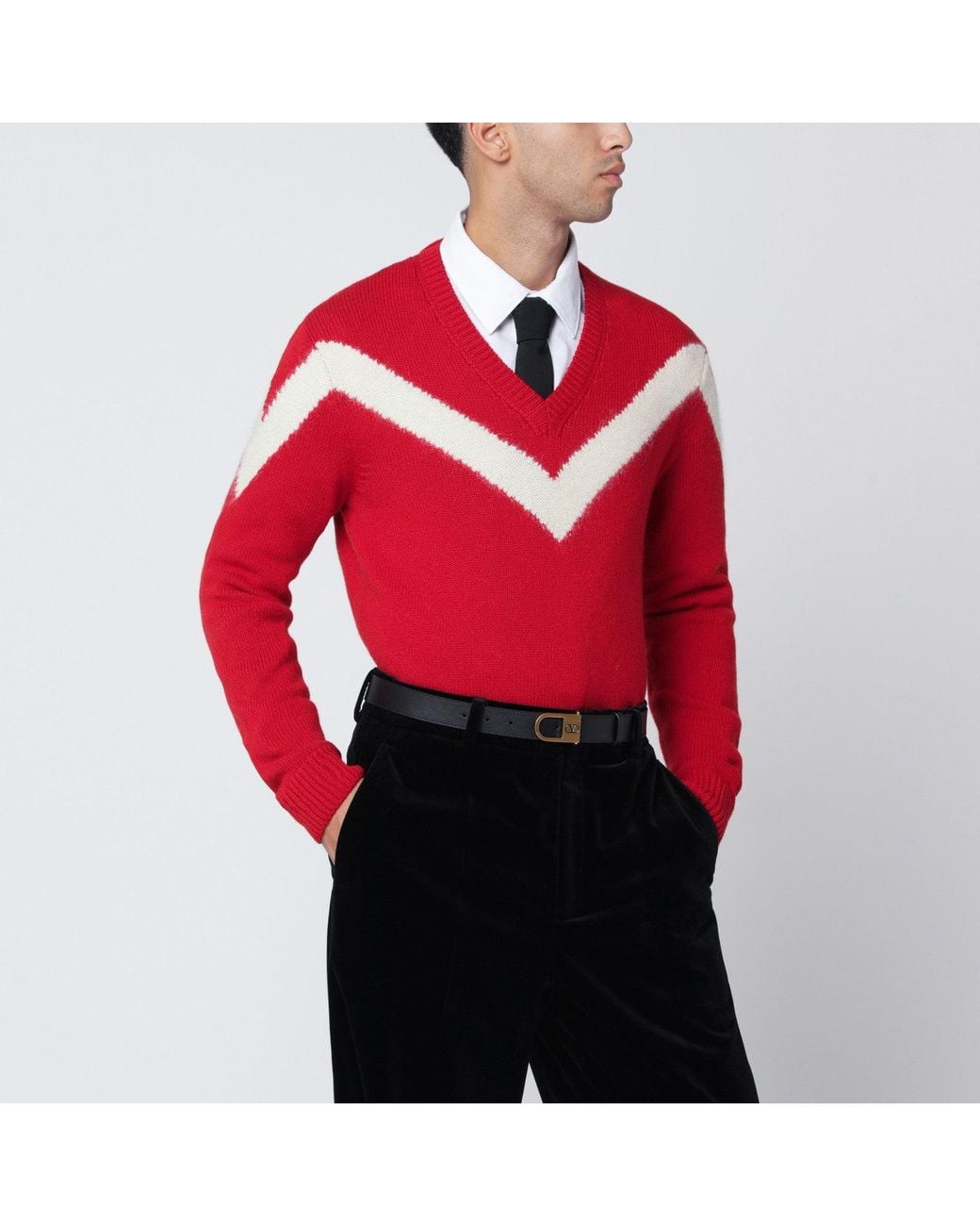 Valentino Red Sweater With Vlogo On Bow for men