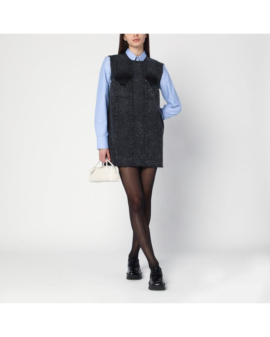 NAMACHEKO Blue Dark Grey Mini Dress In Denim