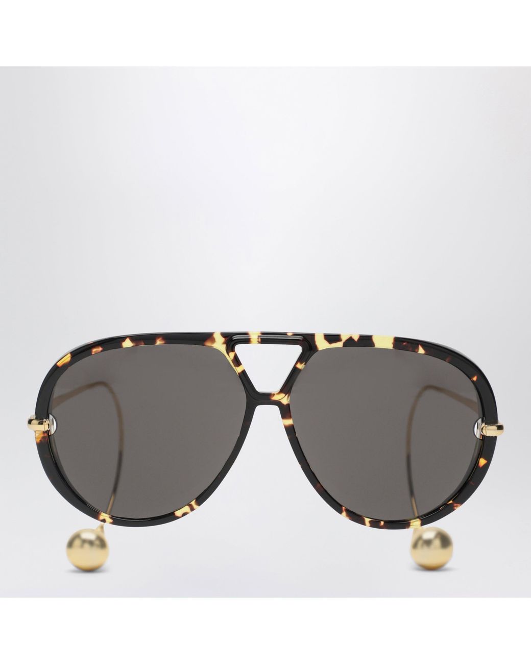 Bottega Veneta Gray Aviator Drop Sunglasses Havana