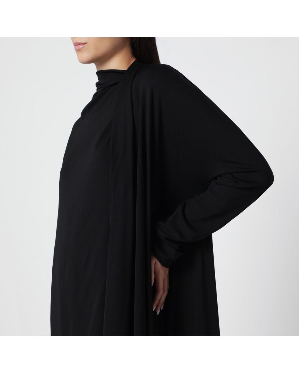 Totême  Black Asymmetrical Scarf-Style Jersey Dress