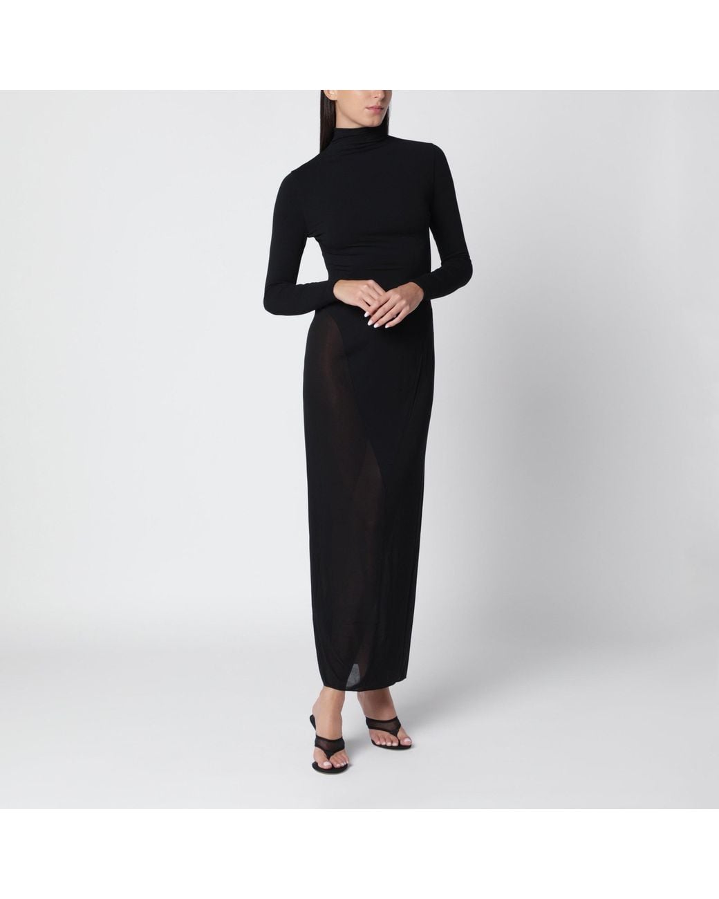 Alaïa Black Long Fitted Jersey Dress