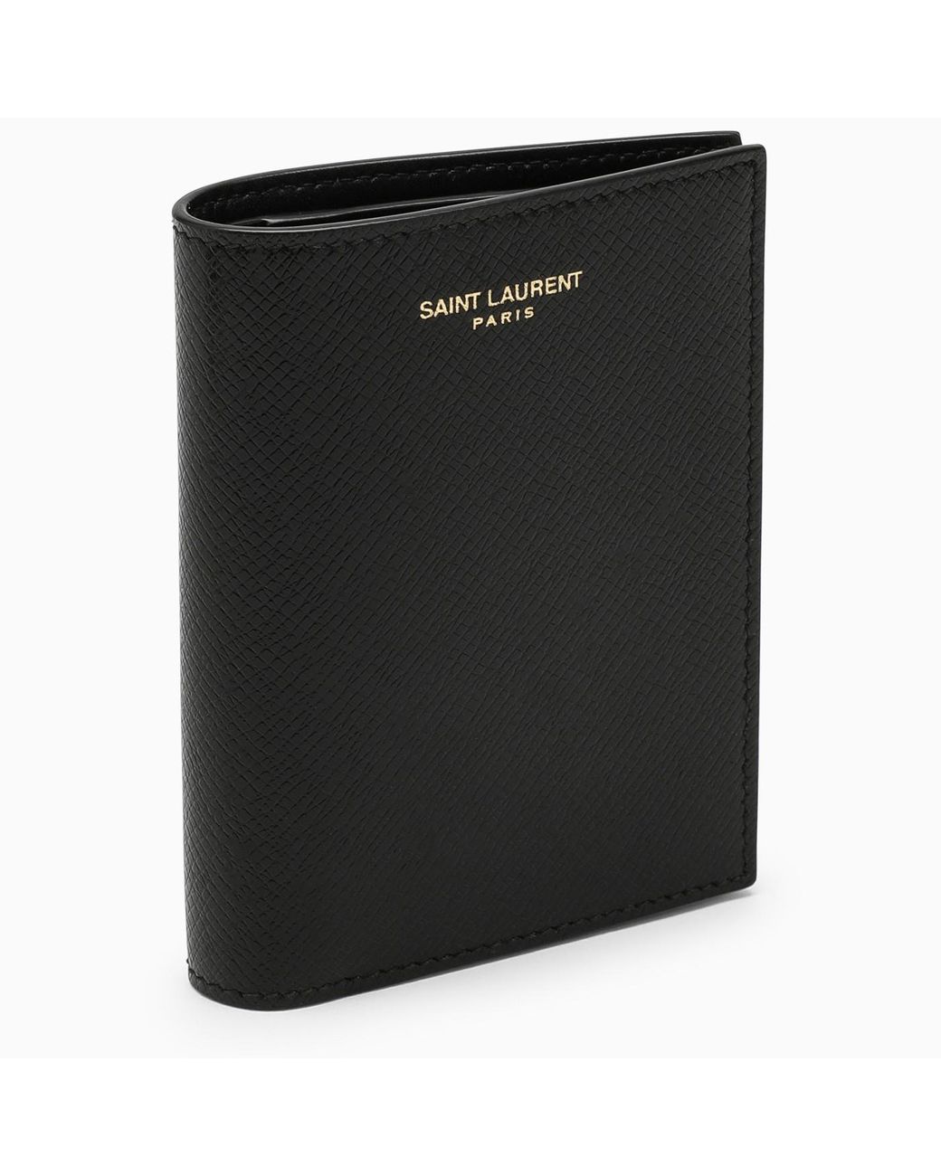 Portadoll Leather Money Clip Wallet in Black - Saint Laurent