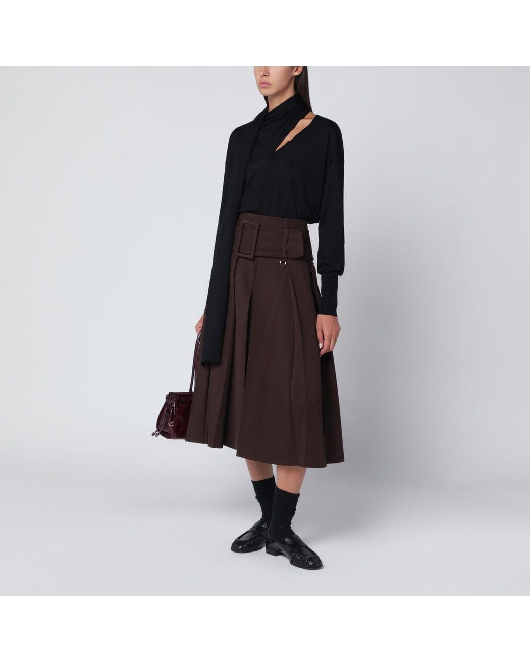 Roberto Collina Black Sweater With Scarf