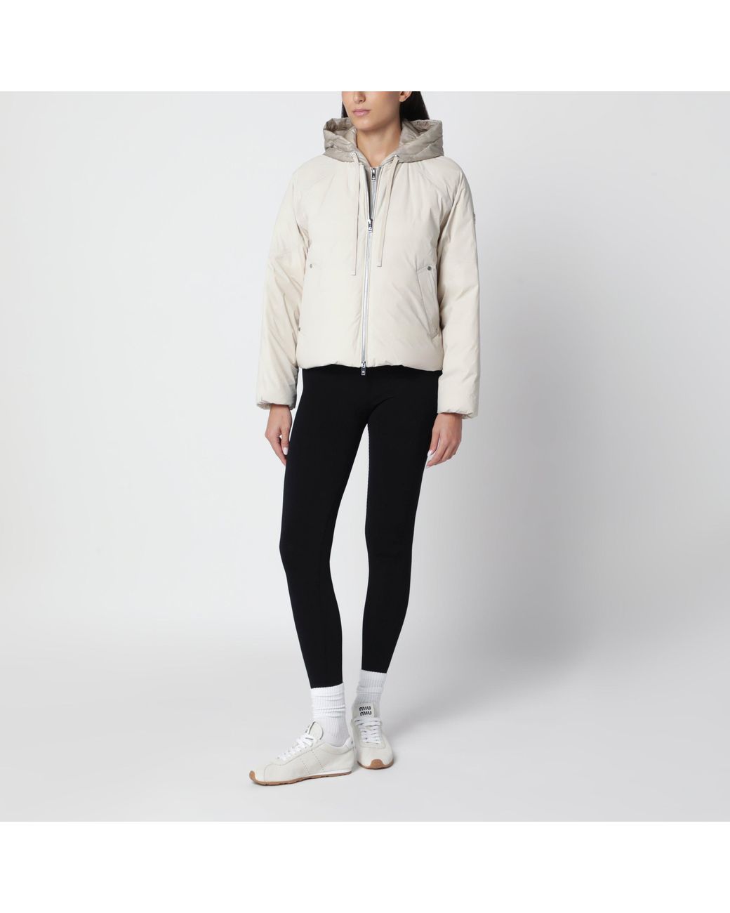 Moose Knuckles White Alabastro Hooded Down Jacket