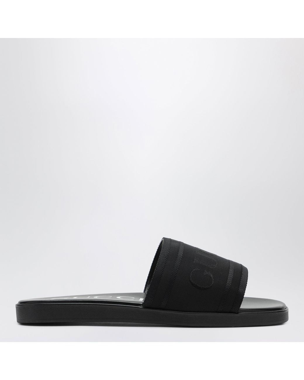 Gucci Black Jacquard Fabric Slides for men