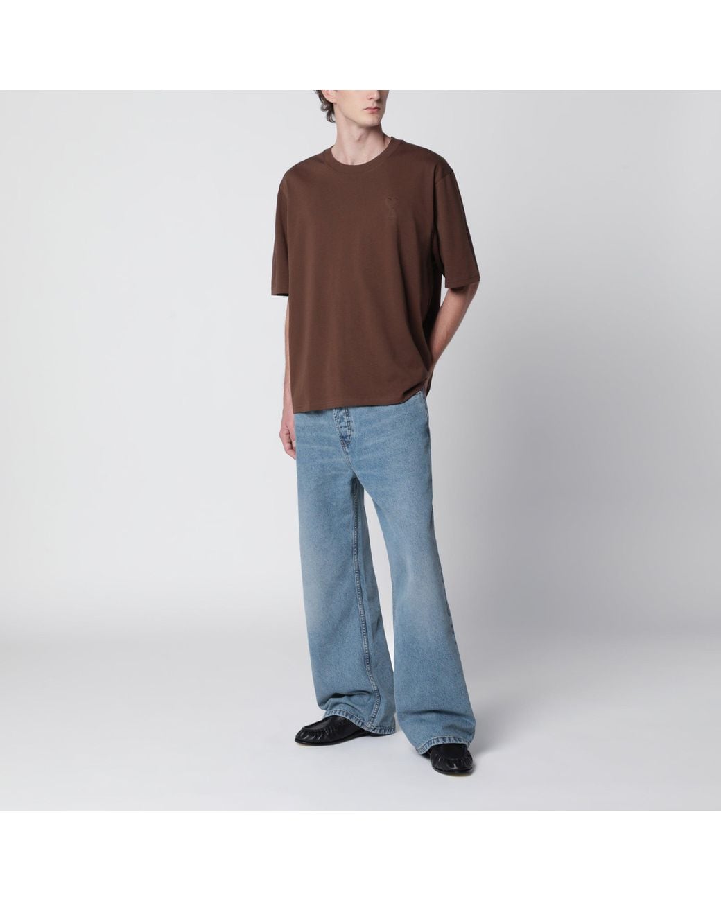 AMI Brown Chocolate Ami De Coeur T-Shirt for men