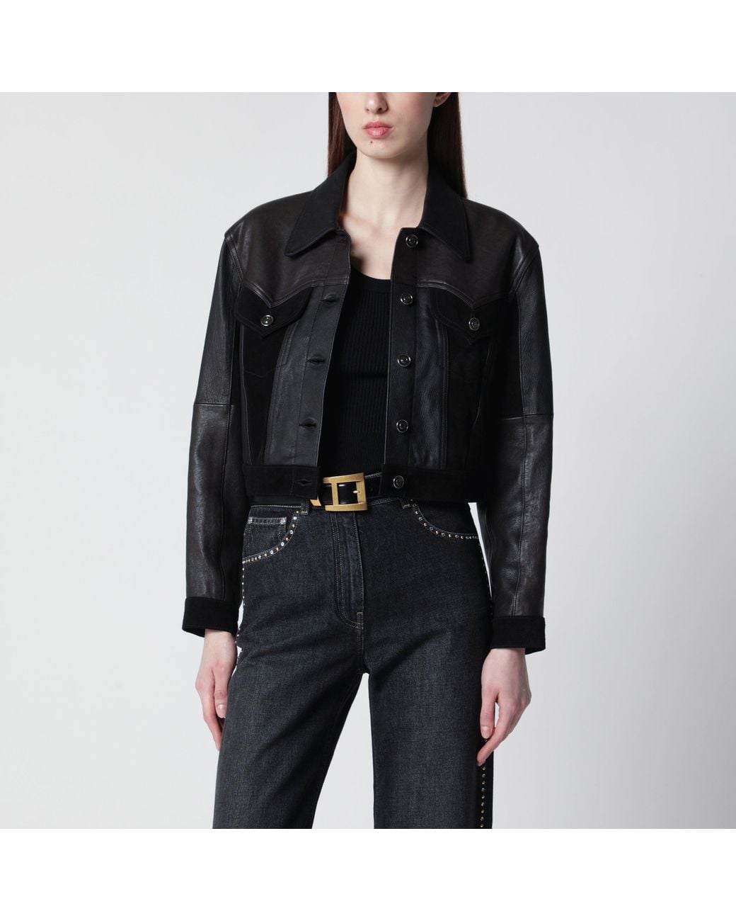 Versace Black Slim Leather Blouson