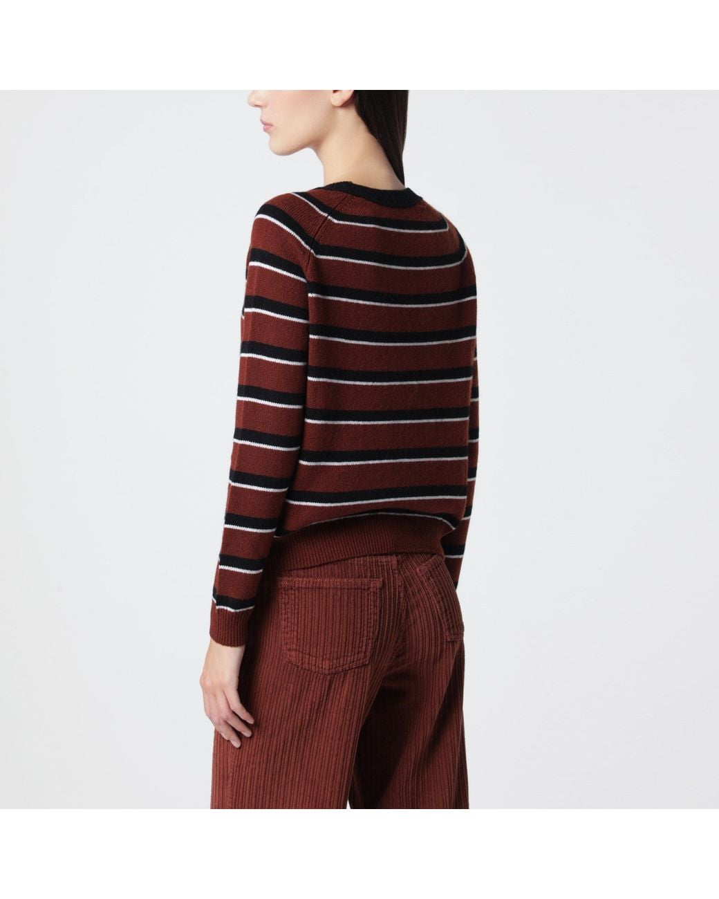 Alexandra Golovanoff Red Mila Stripes 21 Cashmere Sweater