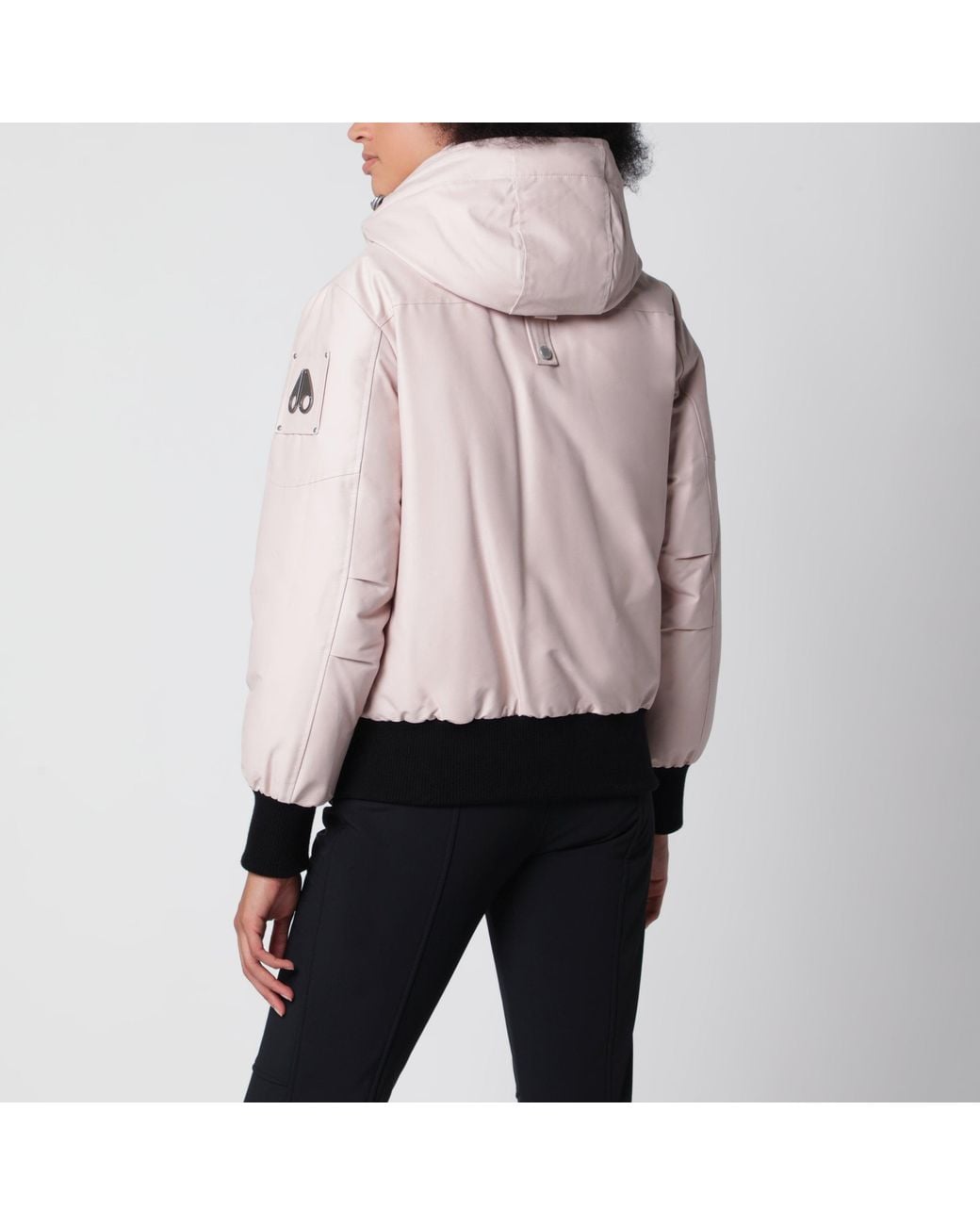 Moose Knuckles Natural Cropped Original Debbie Quilted Bomber Down Jacket With Adjustable Shearling-Hood Trim
