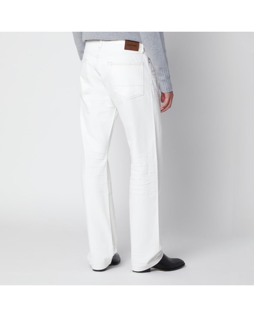Tom Ford White Jeans With Biker-Effect Details for men