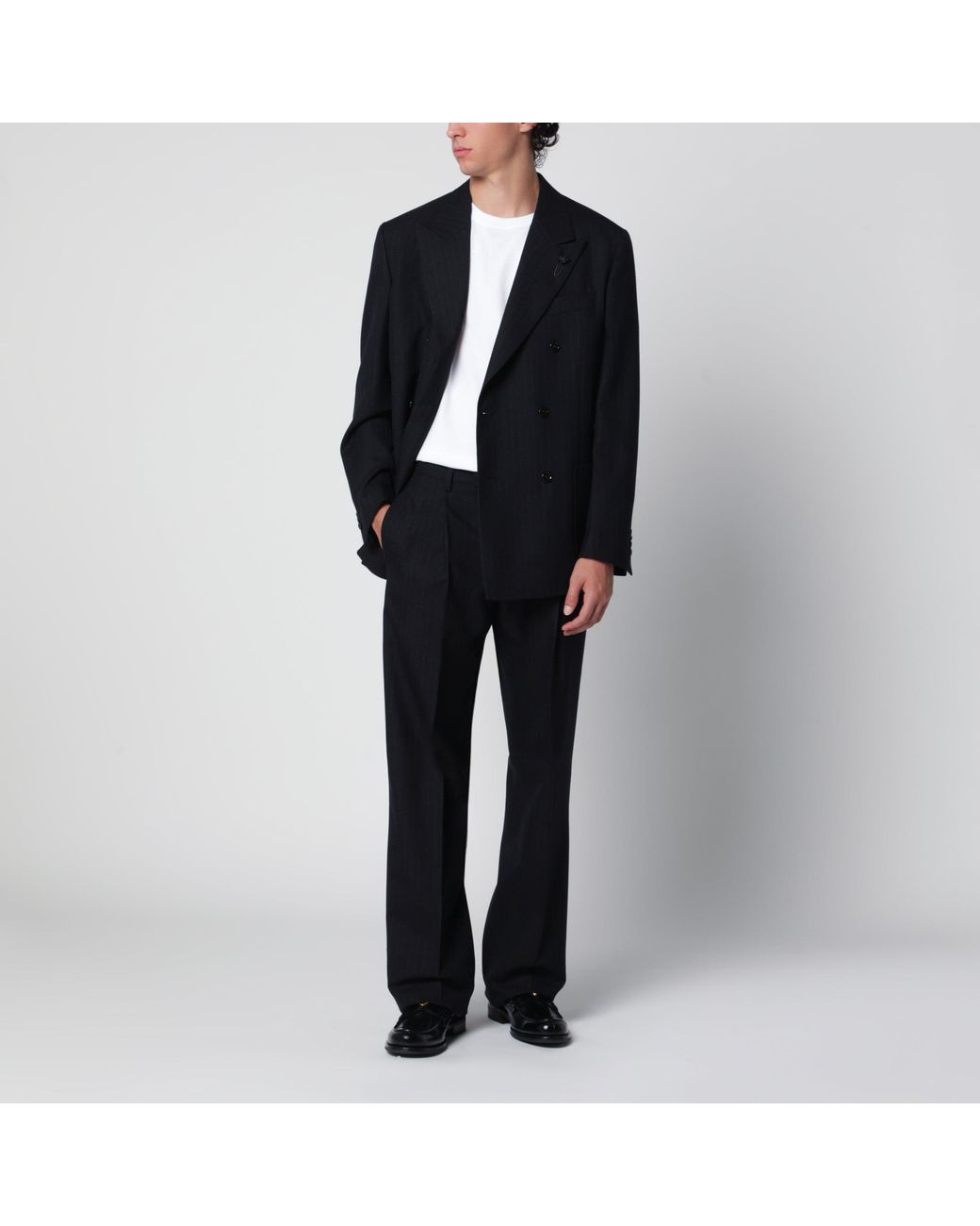 Lardini Black Double-Breasted Jacket for men
