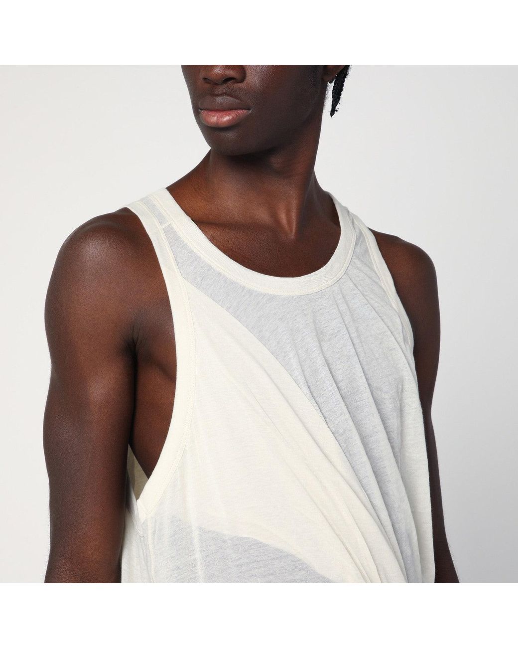 Rick Owens Natural Ivory Tank Top With Draping for men