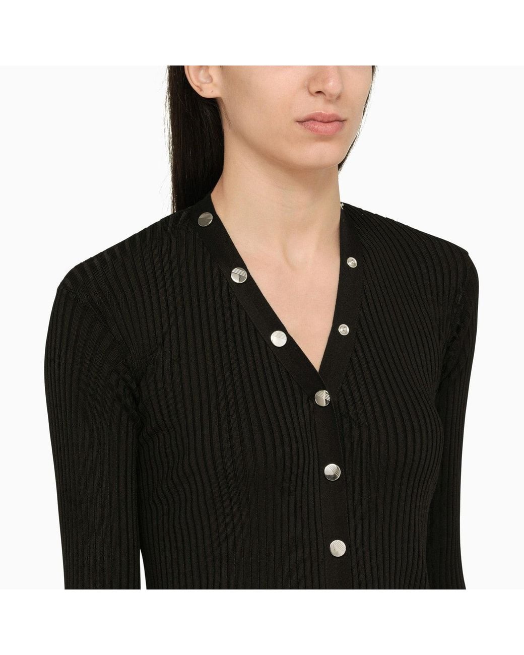 The Attico Black Viscose Long Cardigan