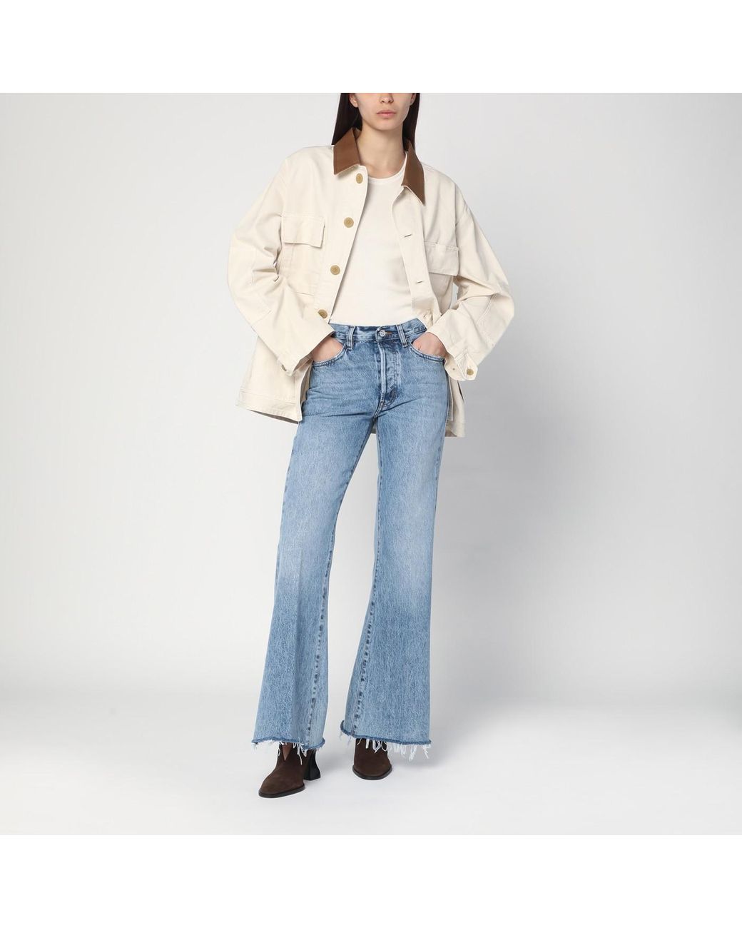 ボトムスその他 Frame Wide-leg The Lax jeans with washed effect FRAME Wide-leg The Lax Jeans With Washed Effect in Blue | Lyst