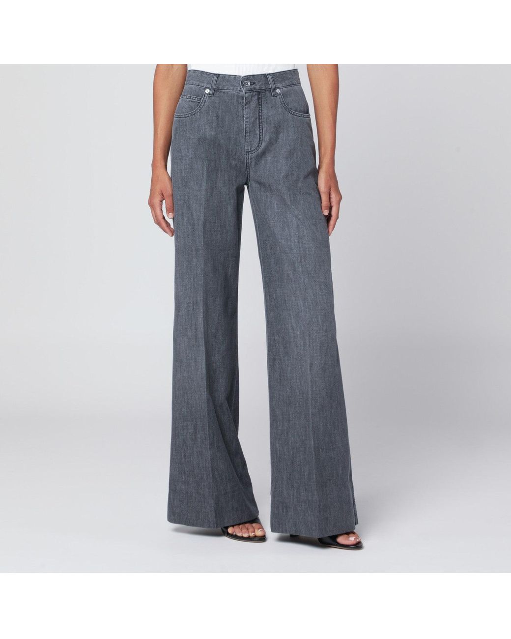 Bottega Veneta Blue Faded Palazzo Jeans