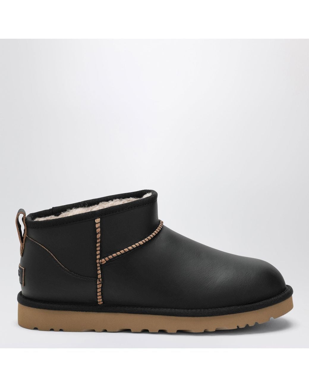 Ugg Black Classic Ultra Mini Contrast Leather Boots for men