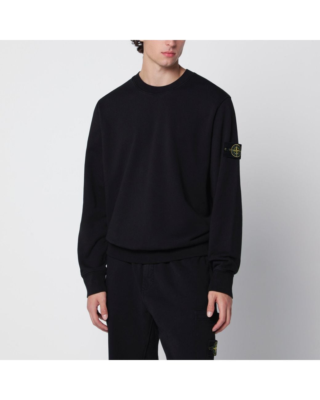 Stone Island Black Cotton Crew-Neck Sweatshirt for men