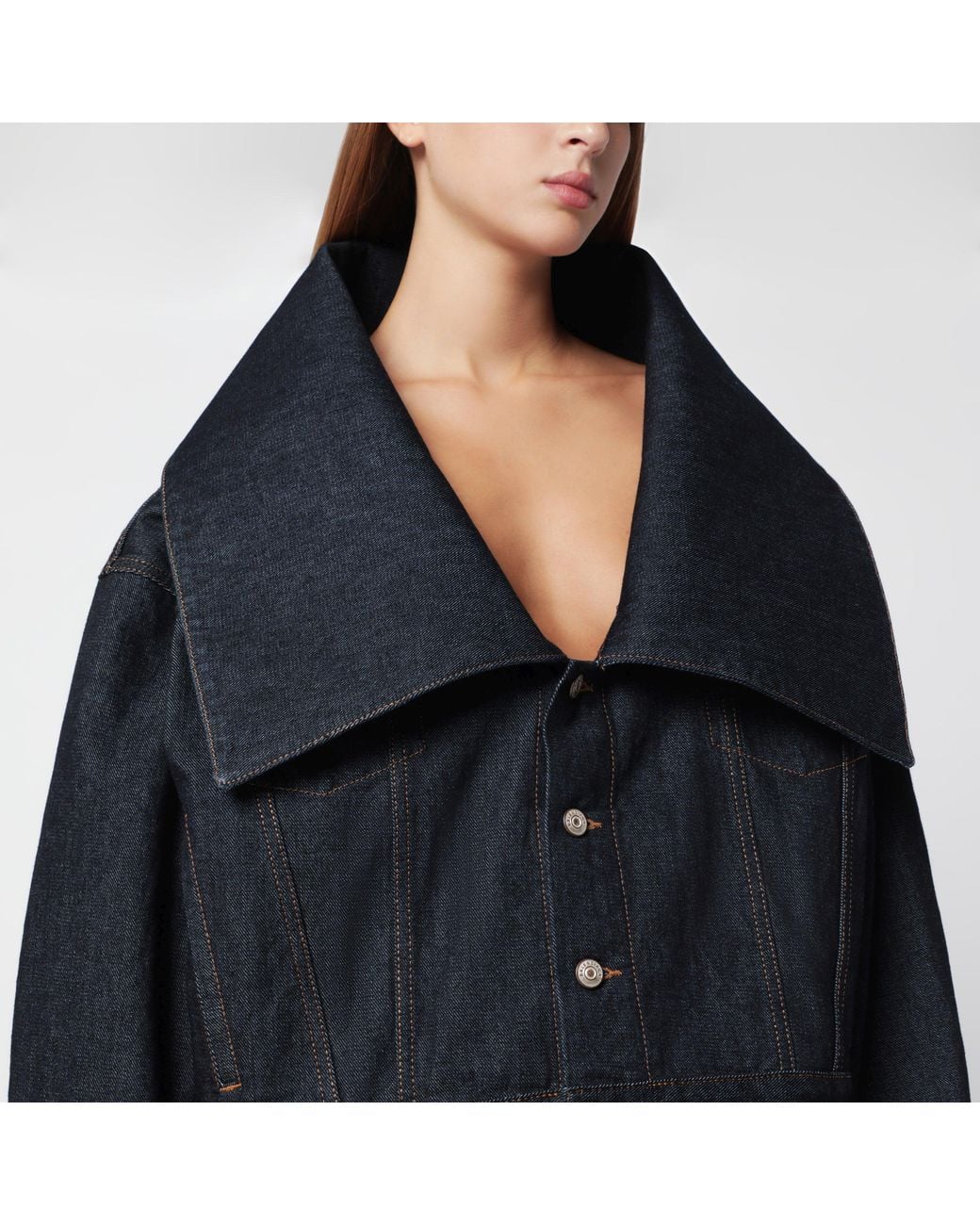 Balenciaga Black Denim Jacket With Wide Neckline
